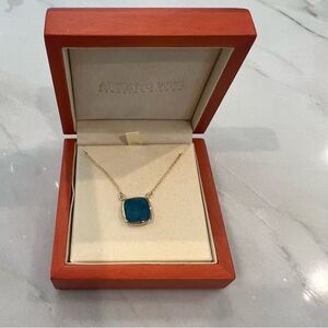🎂😀NIB Argento Vivo - Delicate 14K Gold Plated Necklace w/Semi-Precious Stone